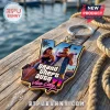 Grand Theft Auto VI Vice City Custom Shape Keychain featuring Lucia and Jason characters on a textured wood pier background.