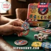 Grateful Dead 300-Piece Deluxe Poker Set featuring Steal Your Face logo chips, themed playing cards, and dancing bear dice.