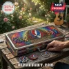 Grateful Dead 300-Piece Deluxe Poker Set in a tie-dye case featuring Dancing Bears, a Stealie logo, and matching chips.