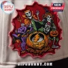 Grateful Dead Halloween 2026 Distressed Baseball Cap featuring embroidered skeletons and a dancing bear around a pumpkin.