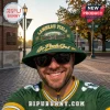 Green Bay Packers Lambeau Field green boonie hat featuring an embroidered stadium graphic and Go Pack Go text on a fan.