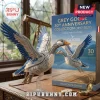 Grey Goose 30th Anniversary Building Brick Set featuring a brick-built goose model with white and blue wings on a stand.