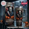 Halloween Michael Myers 48th Anniversary 40oz tumbler with matching display box, featuring horror movie graphics and pumpkins.