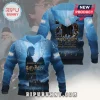 Harry Potter 25 Years of Magic hoodie featuring blue atmospheric graphics, Hogwarts castle, and character signatures.