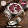 Harry Potter Gryffindor 25th Anniversary Engraved Ring featuring a red crest, silver metal finish, and embossed text detailing.