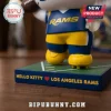 Hello Kitty x Los Angeles Rams Acrylic Plaque featuring the character in a blue and yellow team uniform on a field base.