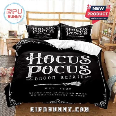 Hocus Pocus Broom Repair Black Bedding Set Hocus Pocus Broom Repair Black Bedding Set