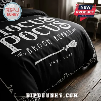Hocus Pocus Broom Repair Black Bedding Set