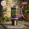 Hocus Pocus It's Time Witches 40oz Stanley Tumbler with purple handle, black starry background, and melting candle graphics.