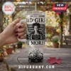 Hocus Pocus Sanderson Sisters 40oz Tumbler with mug handle featuring black and white movie graphics on a wooden table.