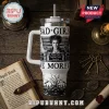 Hocus Pocus Sanderson Sisters 40oz Tumbler with black and white character graphics, white handle, and metal straw.