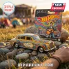 Hot Wheels John Lennon 85th Anniversary Rolls-Royce car toy with psychedelic floral art parked on outdoor garden stones.
