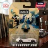 Hot Wheels Oasis Definitely Maybe BMW 507 white diecast car in original blister pack with Britpop album artwork background.