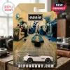 Hot Wheels Oasis Definitely Maybe BMW 507 white diecast car in original blister packaging with album artwork background.