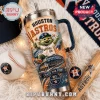 Houston Astros 40oz YETI Tumbler with Straw featuring Orbit mascot, Minute Maid Park graphic, and team championship details.
