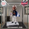 Houston Astros Yordan Alvarez resin bobblehead figure wearing a white cap and holding a silver trophy in a glass case.