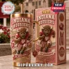 Indiana Hoosiers Go Hoosiers 40oz Stanley Tumbler with glitter finish, gold handle, and team mascot graphics.