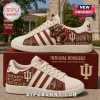 Indiana Hoosiers NCAA Mascot Casual Shoes in white and crimson with university branding and collegiate graphics.