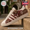 Indiana Hoosiers NCAA Mascot Casual Shoes in cream with crimson graphics, featuring the mascot and campus architecture.