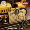 Indianapolis 500 1911 Marmon Wasp No. 32 Collector Brick Set featuring a yellow vintage race car and commemorative gold plaque.