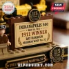 Indianapolis 500 1911 Marmon Wasp No. 32 Collector Brick Set display featuring a commemorative plaque and a racer minifigure.