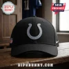 Indianapolis Colts NFL black baseball cap featuring a grey horseshoe logo on the front, NFL patch, and Nike swoosh detail.
