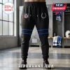 Indianapolis Colts NFL Rivalries black jogger pants featuring team horseshoe logo, NFL shield, and blue leg stripes.