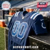Indianapolis Colts Rivalries 2026 Black Football Jersey featuring white numbers and shoulder stripes on a stadium bench.