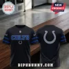 Indianapolis Colts Rivalries Black Performance Shirt featuring front team text, logos, and a large horseshoe on the back.