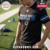 Indianapolis Colts Rivalries Black Performance Shirt featuring blue and grey stripes on the sleeves and official team logo.