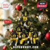 Iowa Hawkeyes 2026 Football Team Christmas ornament featuring a pyramid of seven players in black and gold team uniforms.