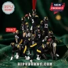 Iowa Hawkeyes 2026 Football Team Christmas Ornament featuring a group of players in black and gold uniforms on green fabric.