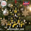 Iowa Hawkeyes 2026 Football Team Christmas ornament featuring a miniature player pyramid on a pine tree branch.