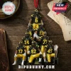 Iowa Hawkeyes 2026 Football Team Christmas Ornament featuring a pyramid of seven player figurines on a wooden background.