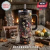 Jack and Sally Nightmare Before Christmas Stanley Tumbler 2026 features a 3D graveyard scene with colorful character art.
