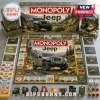 Jeep Monopoly Collector Edition board game featuring off-road vehicle game pieces, themed property cards, and game board.