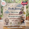 Jerry Garcia Dancing Bear metal keychain attached to a decorative stone plaque featuring Grateful Dead imagery and text.