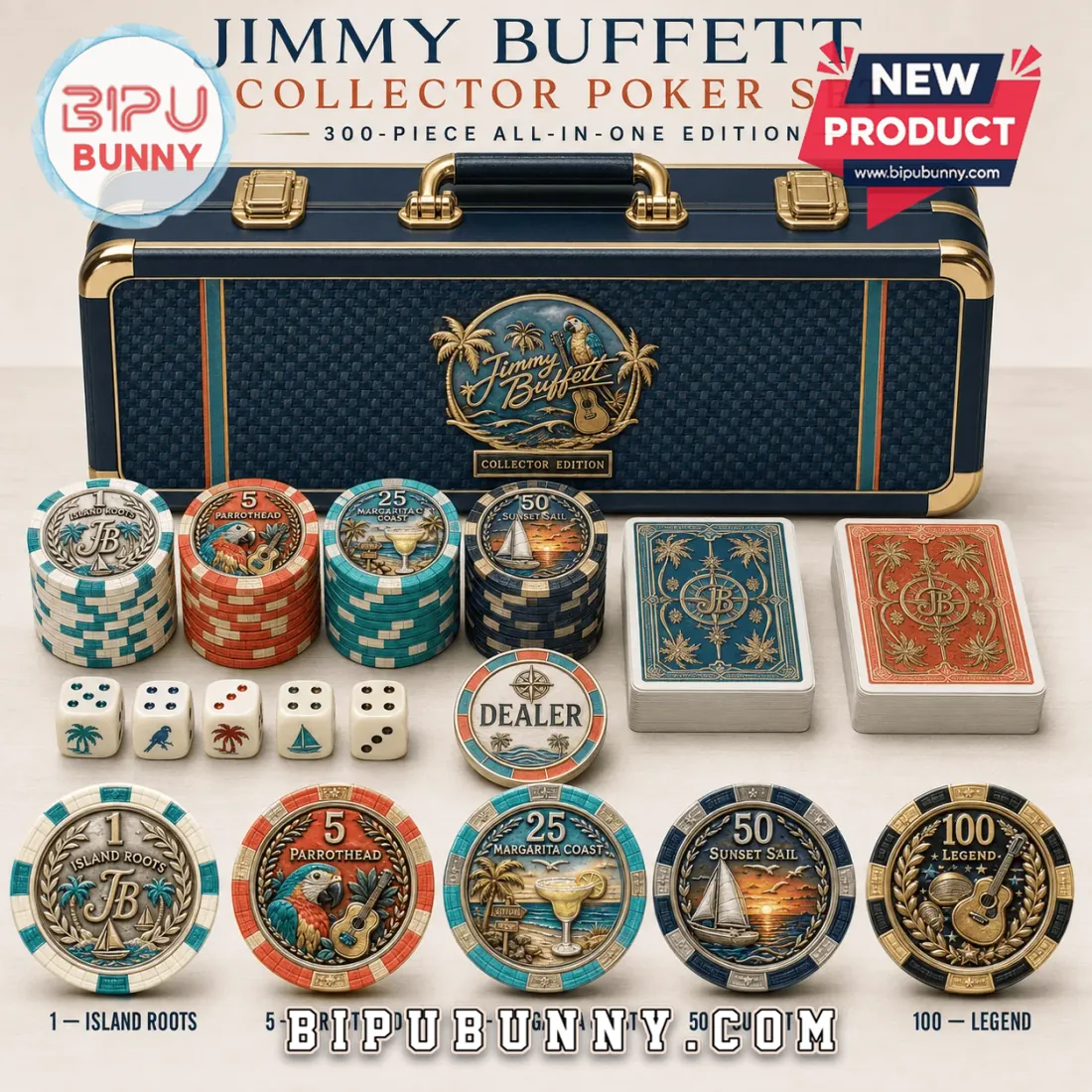 Jimmy Buffett 300-Piece Embossed Poker Set Jimmy Buffett 300-Piece Embossed Poker Set