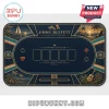 Jimmy Buffett 300-Piece Embossed Poker Set mat featuring tropical island illustrations, gold accents, and card game markings.