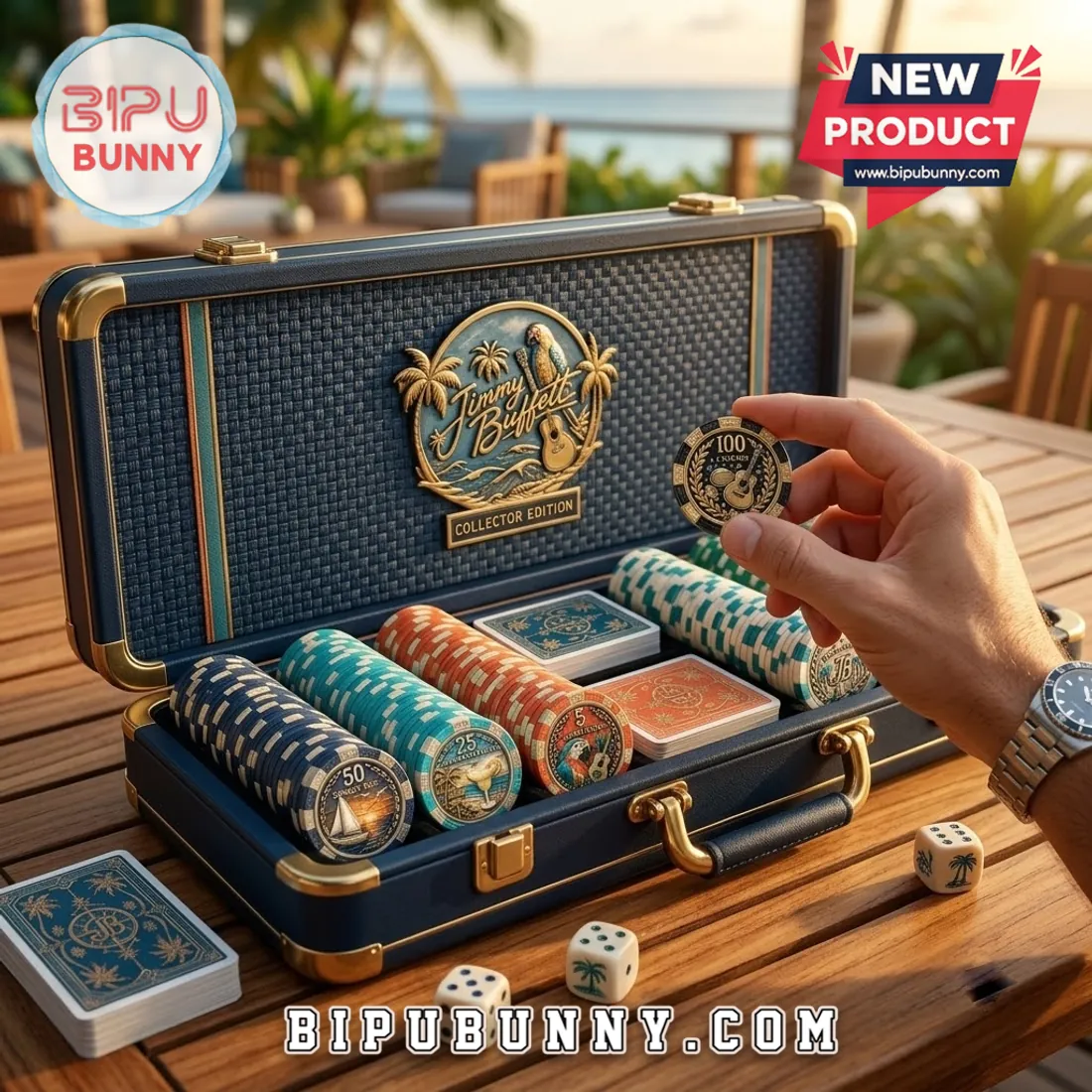 Jimmy Buffett 300-Piece Embossed Poker Set Jimmy Buffett 300-Piece Embossed Poker Set