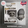 Jimothy The Raccoon Seattle vinyl figure in original window box packaging showing gray fur textures and memorial details.