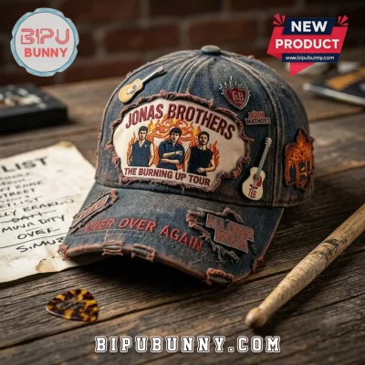 Jonas Brothers Burning Up Tour Distressed Baseball Cap