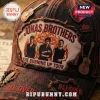 Jonas Brothers Burning Up Tour Distressed Baseball Cap in brown with frayed edges, guitar pins, and band member patch.
