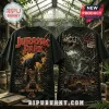 Jurassic Park Life Finds A Way Black Shirt featuring T-Rex, raptor, jungle scenery, and iconic movie logo graphics.