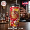 Kansas City Chiefs 66th Anniversary YETI Stanley Tumbler with red and yellow tie-dye print, team logo, and stadium graphic.