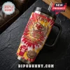Kansas City Chiefs 66th Anniversary YETI Stanley Tumbler with red and yellow tie-dye patterns and team logos on steel.