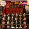Kansas City Chiefs Halloween 24-Piece Advent Calendar features miniature ghost figurines wearing team gear on tiered shelves.