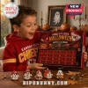 Kansas City Chiefs Halloween 24-Piece Advent Calendar features a red box with numbered doors and team ghost figurines on a desk.
