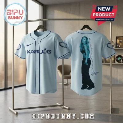 Karol G Album Signature Light Blue Baseball Jersey