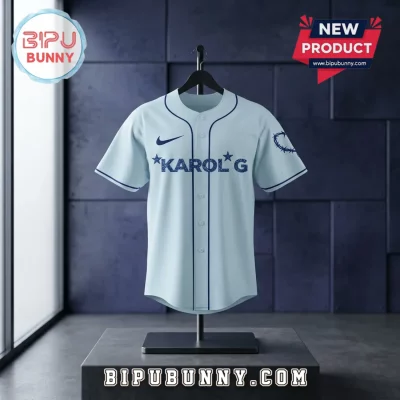 Karol G Album Signature Light Blue Baseball Jersey